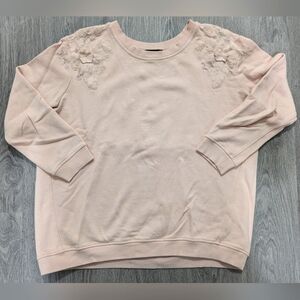 Hatch Pale Blush Embroidered Shoulder Sweatshirt